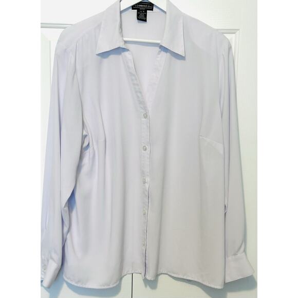 ELEMENTZ White Long Sleeve Blouse Top Size XL Polyester W1009 - Picture 1 of 9